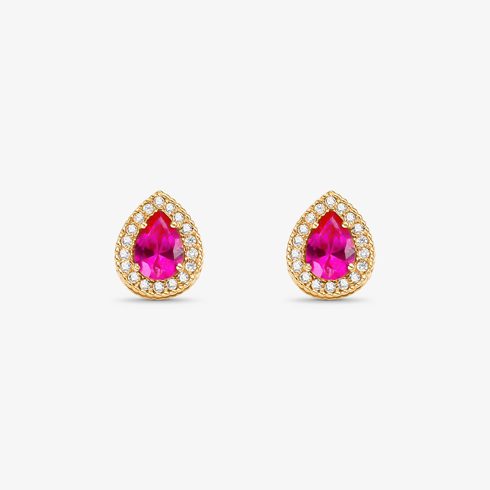Brinco com Pedras Gota Coloridas em Ouro Amarelo 18K