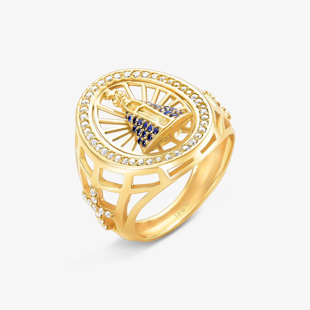 Anel N.Sra Aparecida em Ouro Amarelo 18K