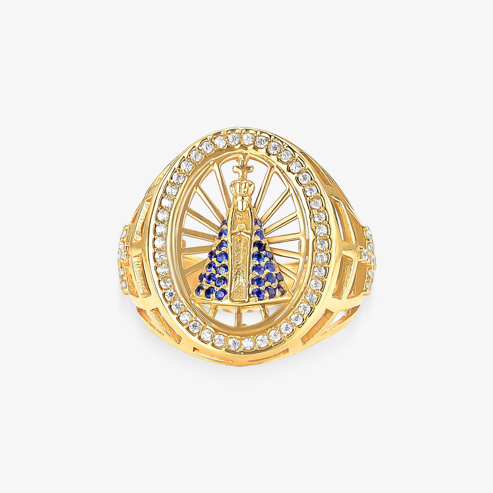 Anel N.Sra Aparecida em Ouro Amarelo 18K