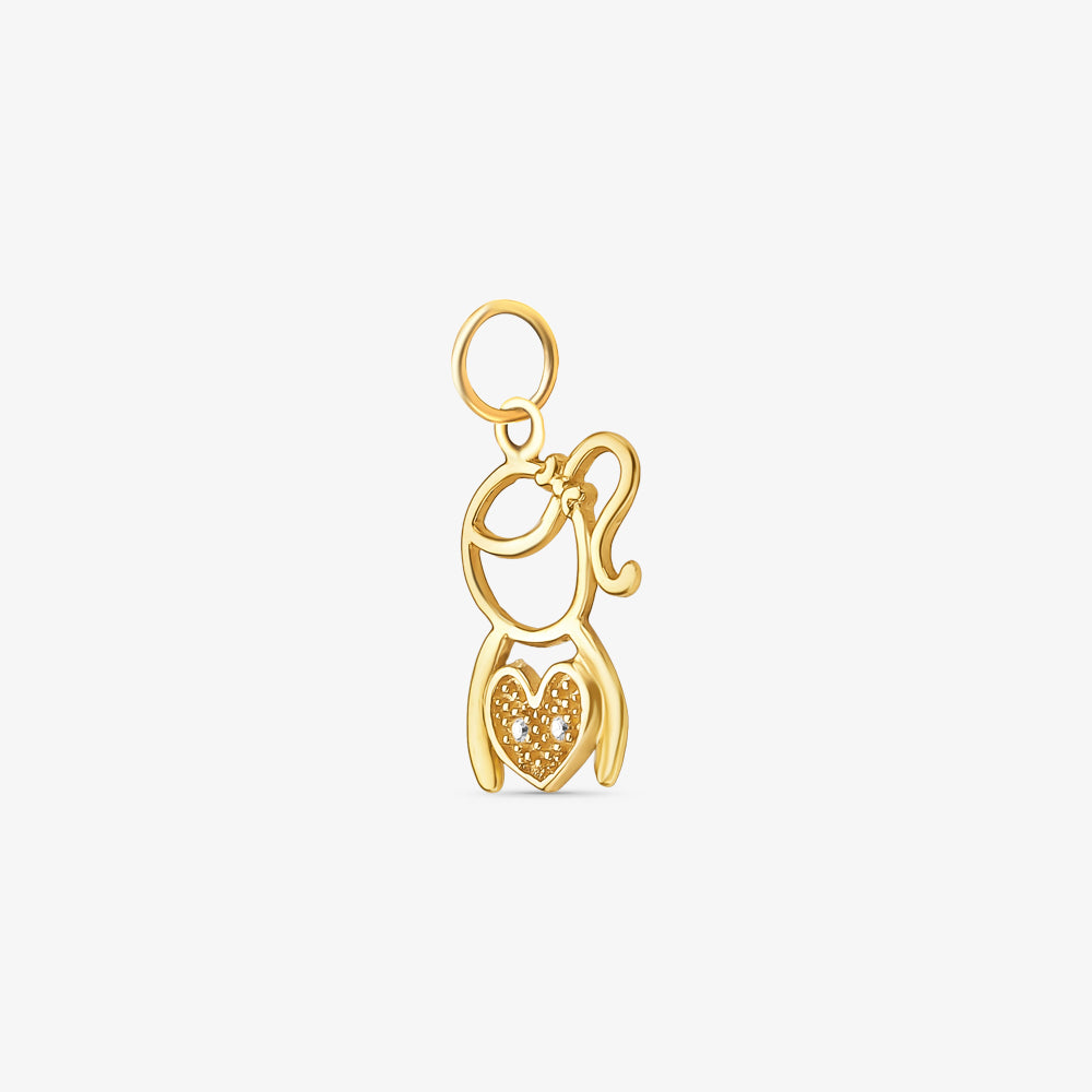 Pingente Menina Vazado em Ouro Amarelo 18K