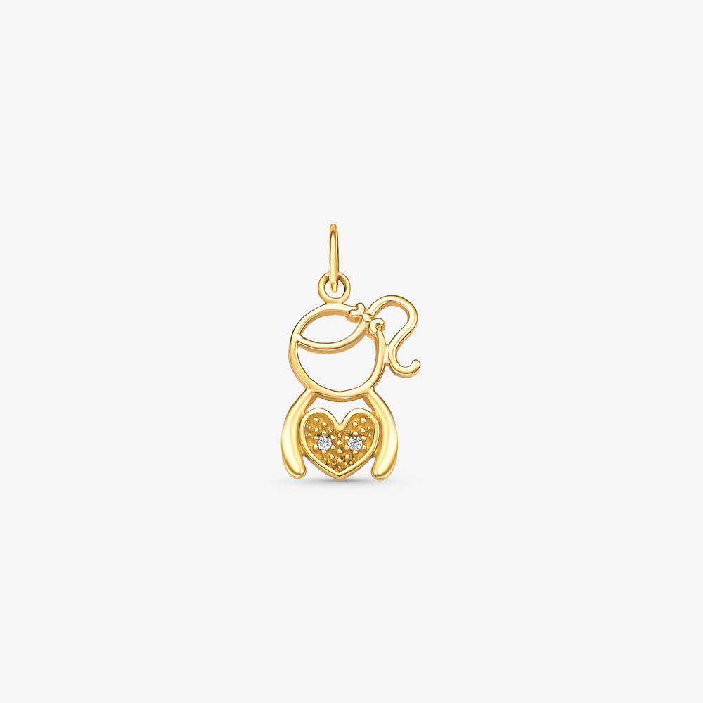 Pingente Menina Vazado em Ouro Amarelo 18K