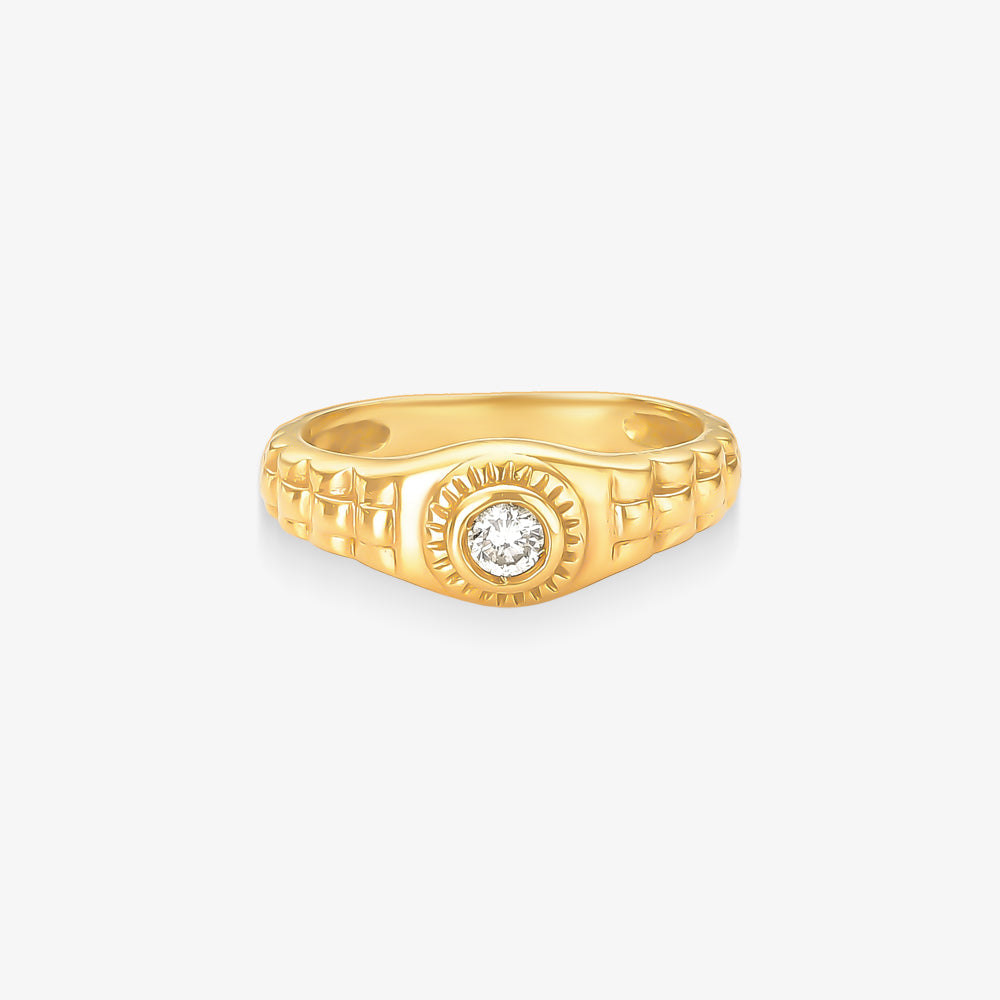 Anel Solitário RLX com Diamante em Ouro Amarelo 18K