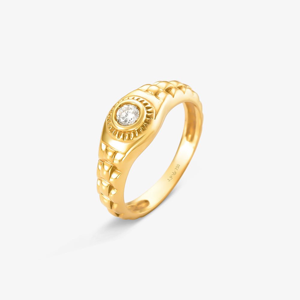 Anel Solitário RLX com Diamante em Ouro Amarelo 18K