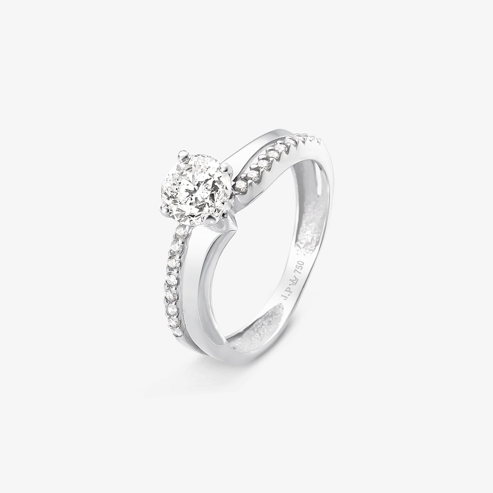 Anel Solitário Elora com Diamante em Ouro Branco 18K