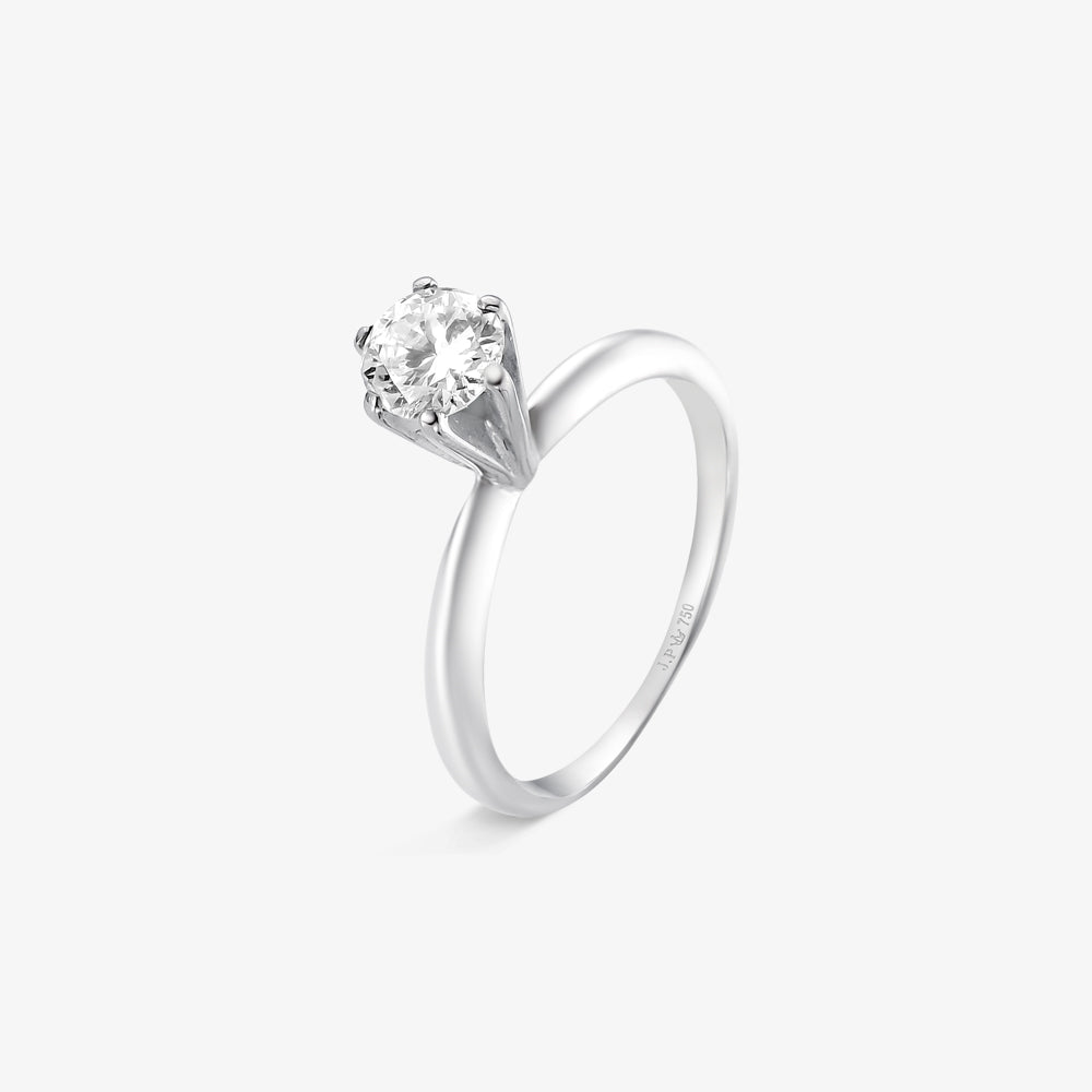Anel Solitário Fiore com Diamante em Ouro Branco 18K