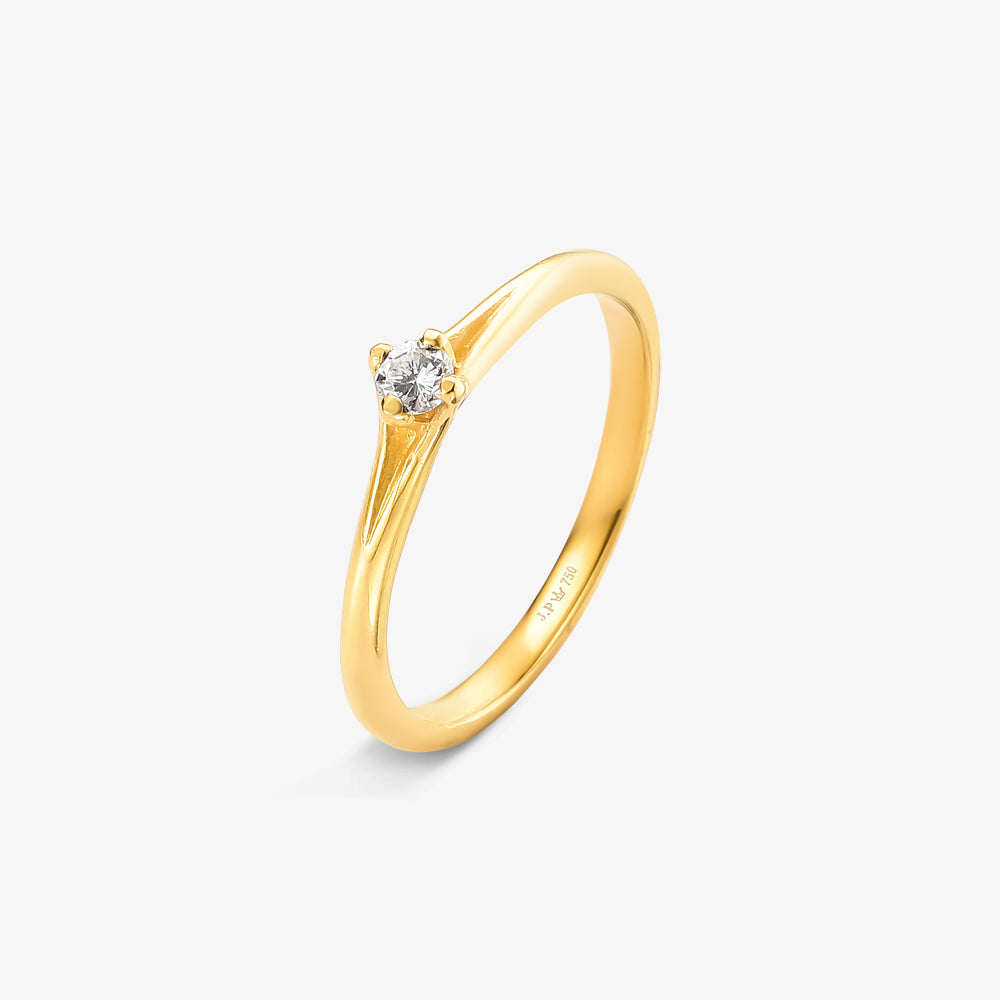 Anel Solitário Lumina com Diamante em Ouro Amarelo 18K