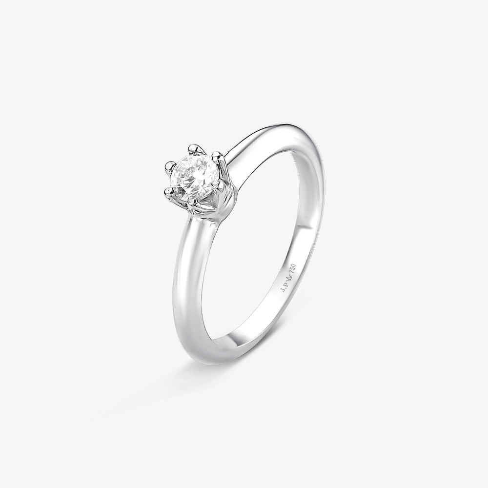 Anel Solitário Essencial em Ouro Branco 18K