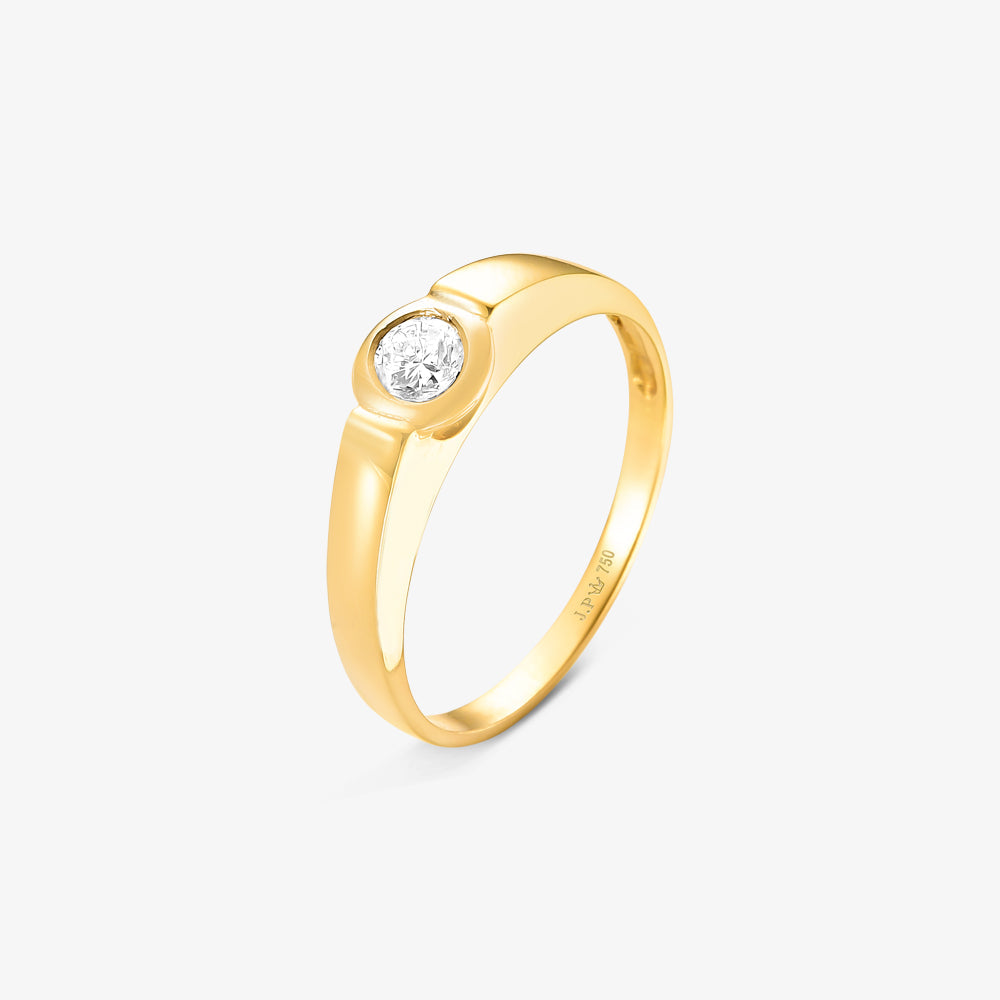 Anel Solitário Flamme com Diamante em Ouro Amarelo 18K