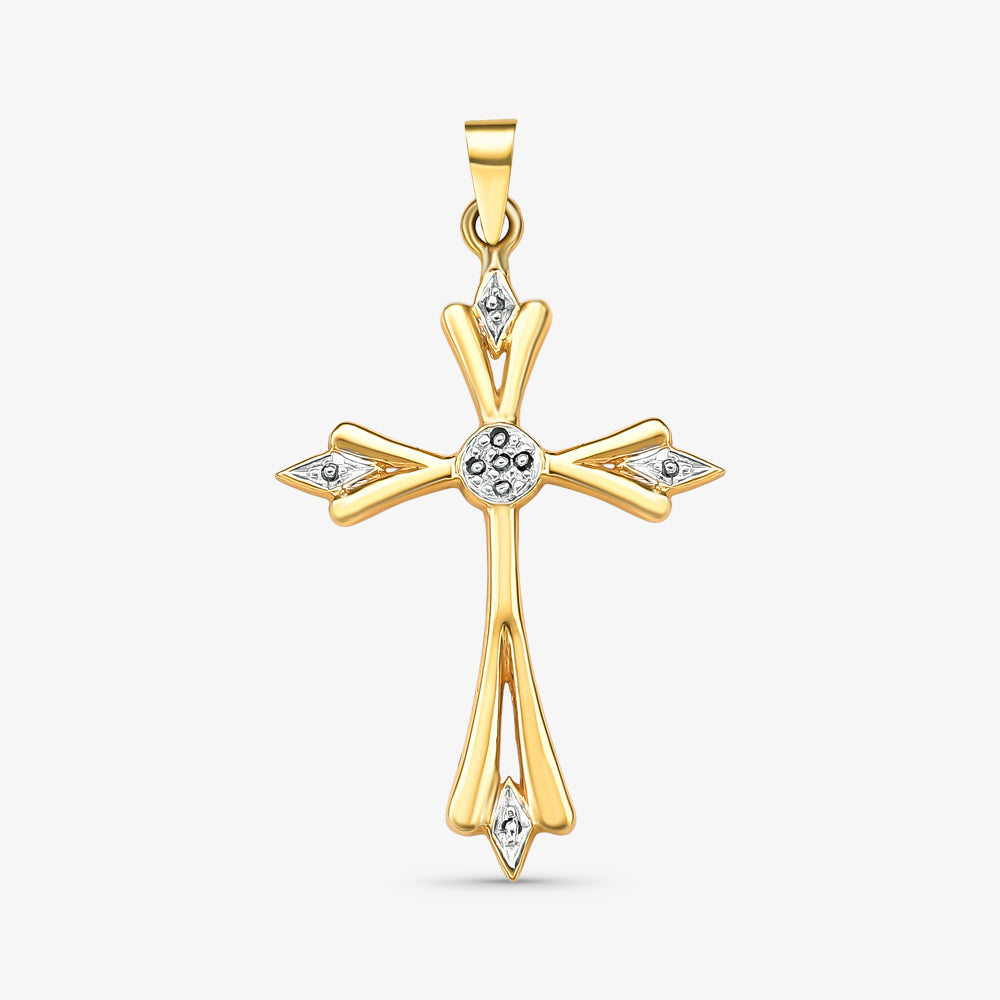 Pingente Cruz Bicolor em Ouro Amarelo 18K