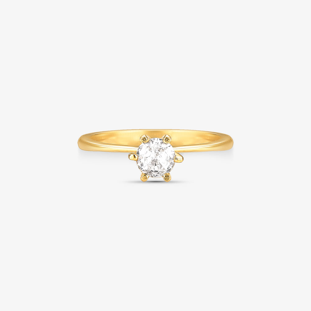Anel Solitário Luar II em Ouro Amarelo 18K