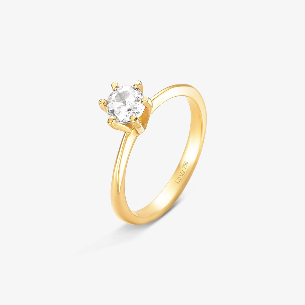 Anel Solitário Luar II em Ouro Amarelo 18K