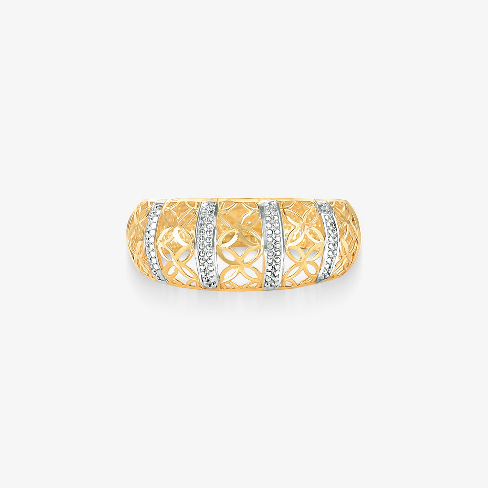 Anel Estamparia Vazado em Ouro Amarelo 18k