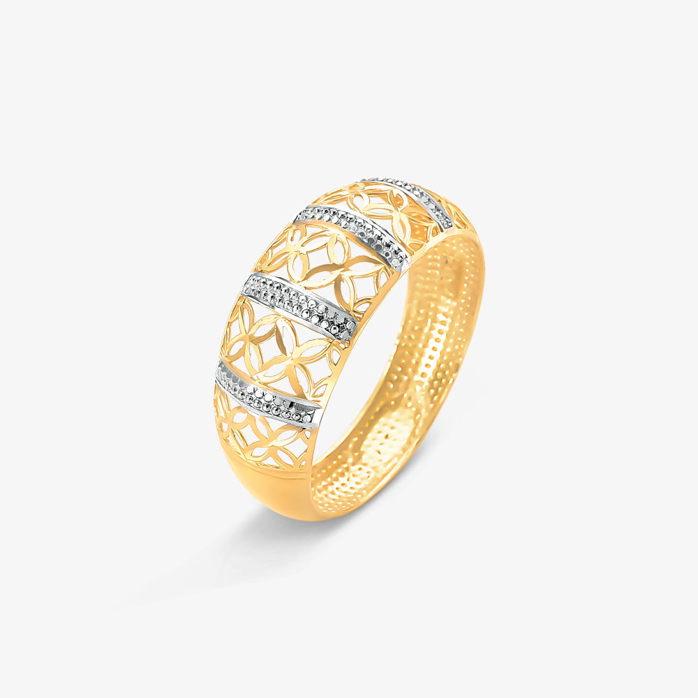 Anel Estamparia Vazado em Ouro Amarelo 18k