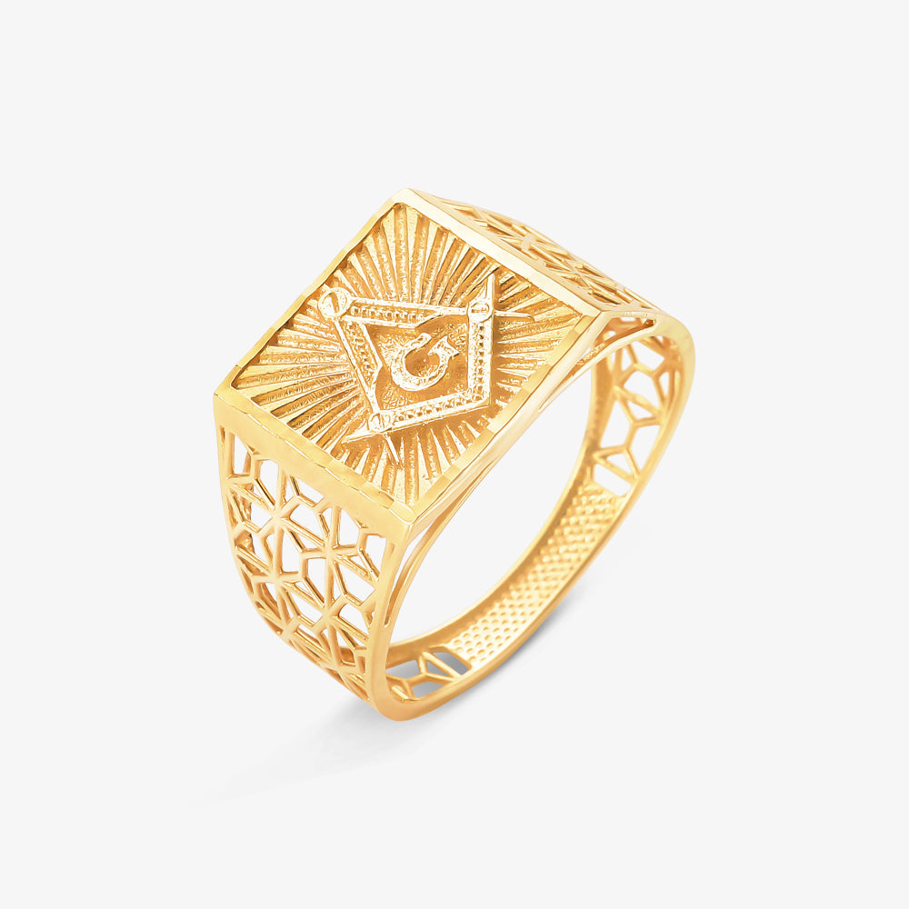 Anel Maçom Estamparia em Ouro Amarelo 18K