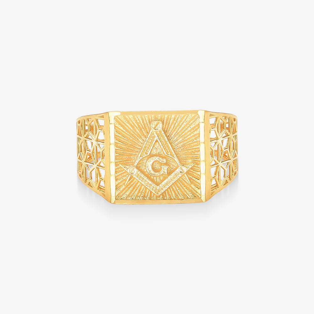 Anel Maçom Estamparia em Ouro Amarelo 18K
