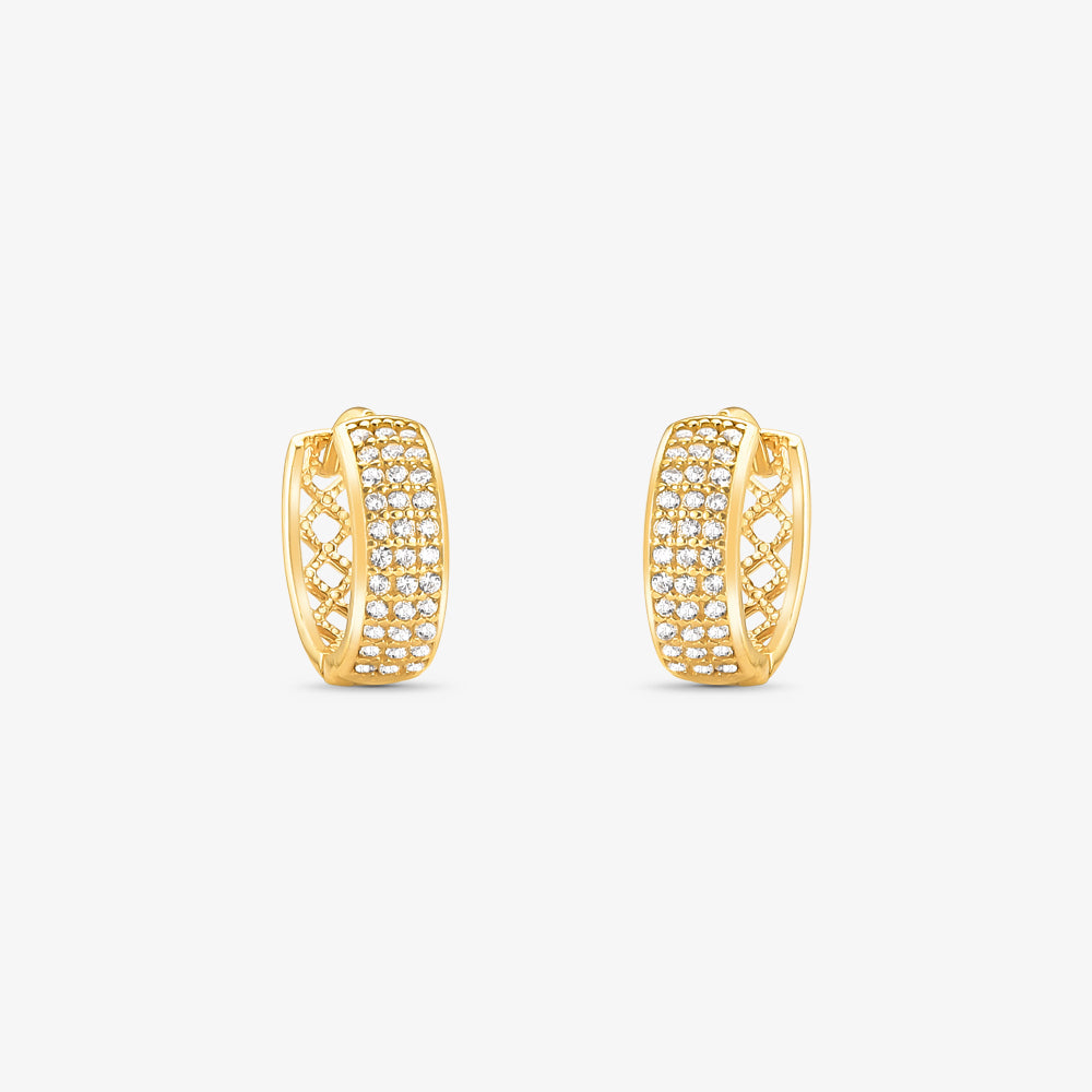 Brinco Argola P com Pedras em Ouro Amarelo 18K