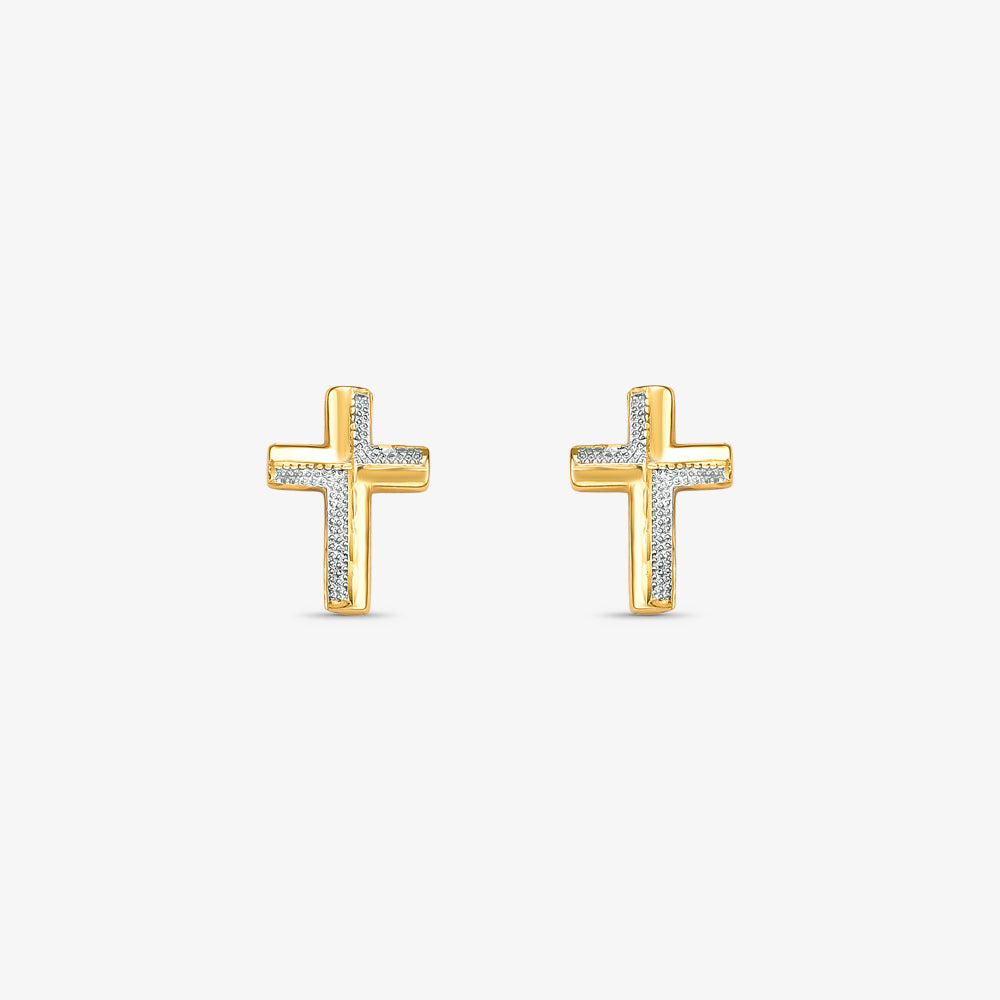 Brinco Cruz Bicolor em Ouro 18K