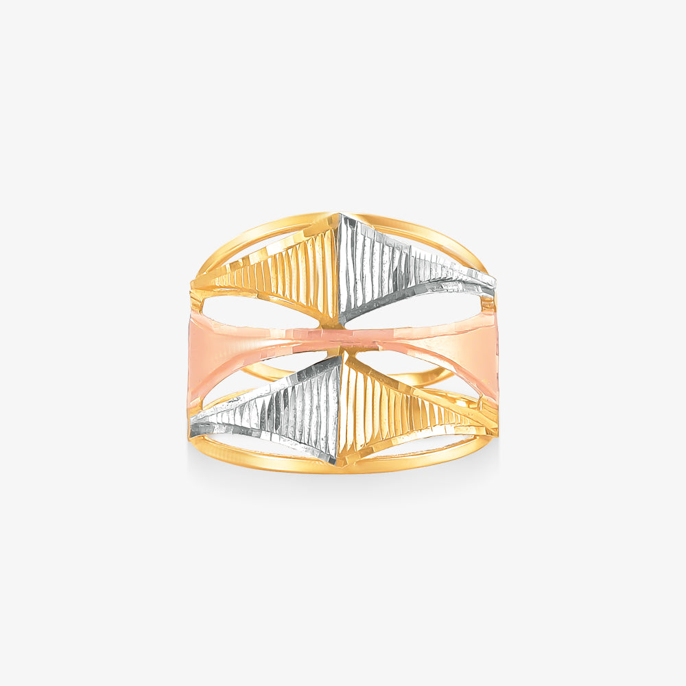 Anel Estamparia Tricolor em Ouro Amarelo 18K