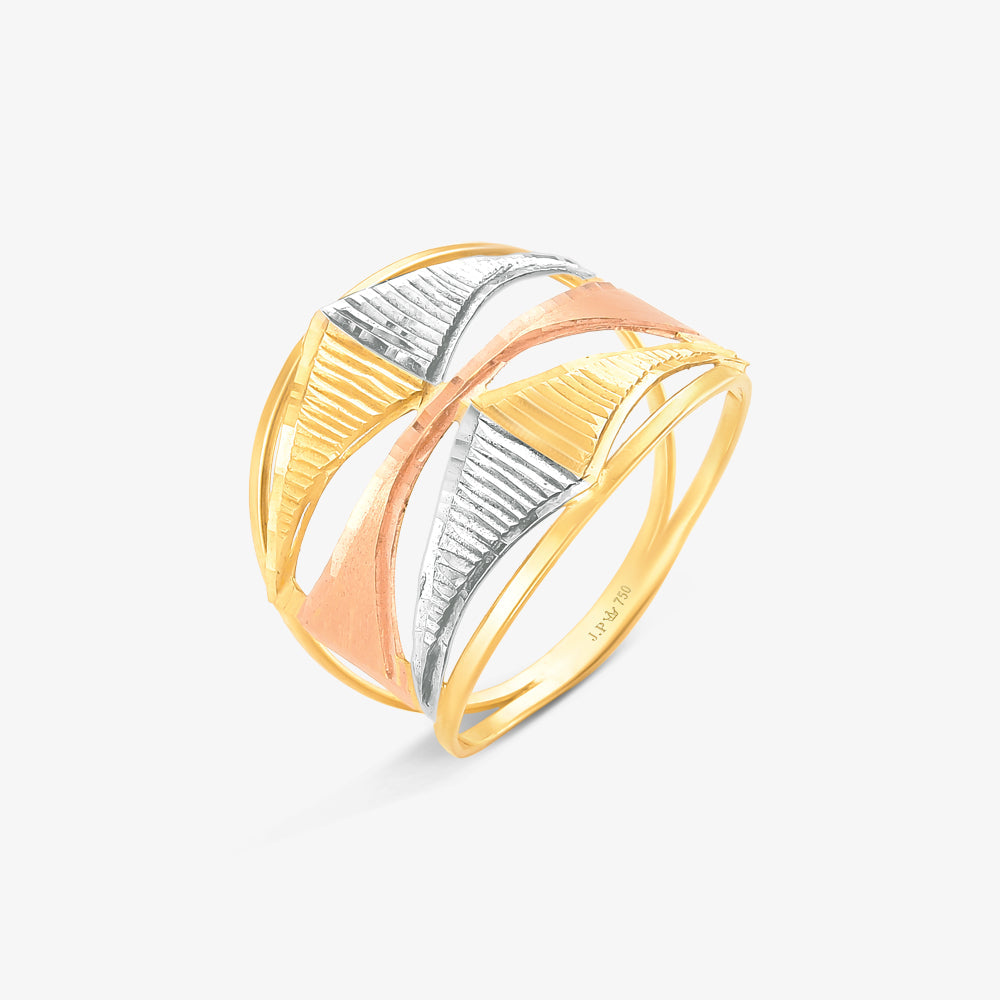 Anel Estamparia Tricolor em Ouro Amarelo 18K