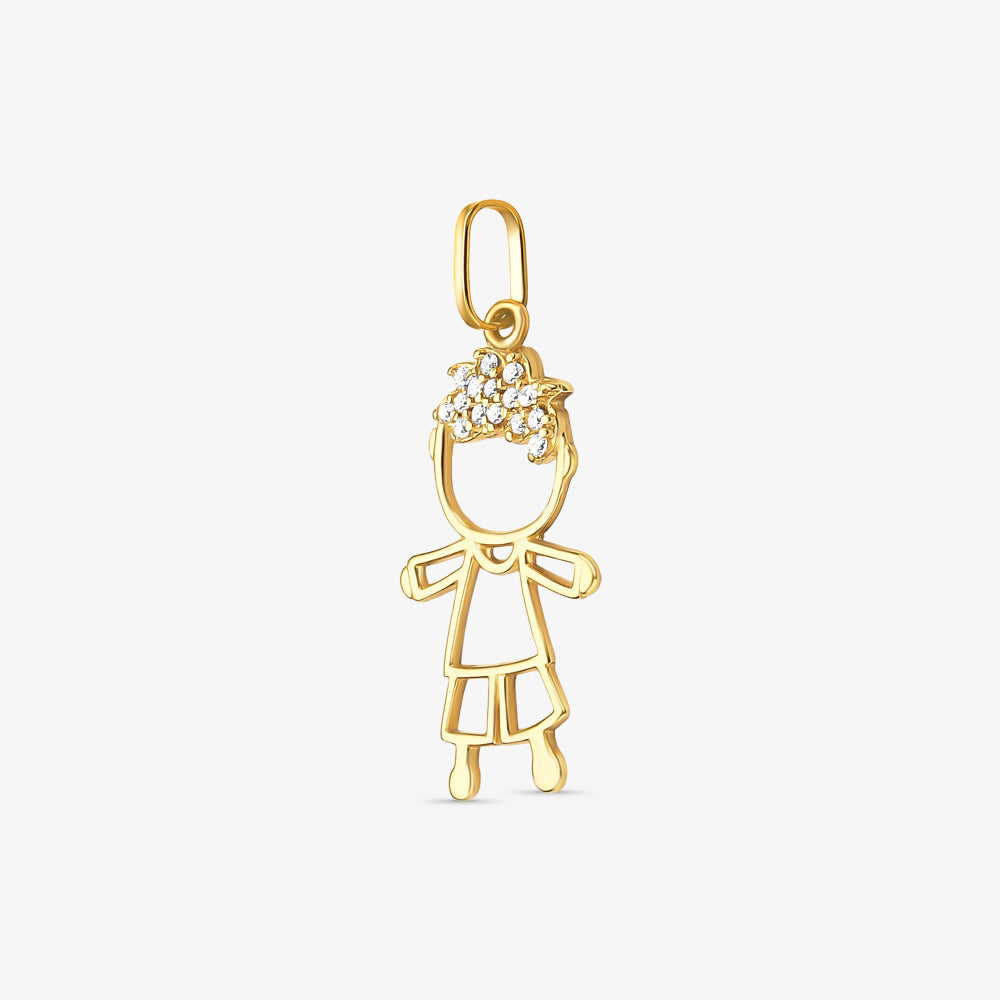 Pingente Menino Braços Abertos com Pedras em Ouro Amarelo 18K
