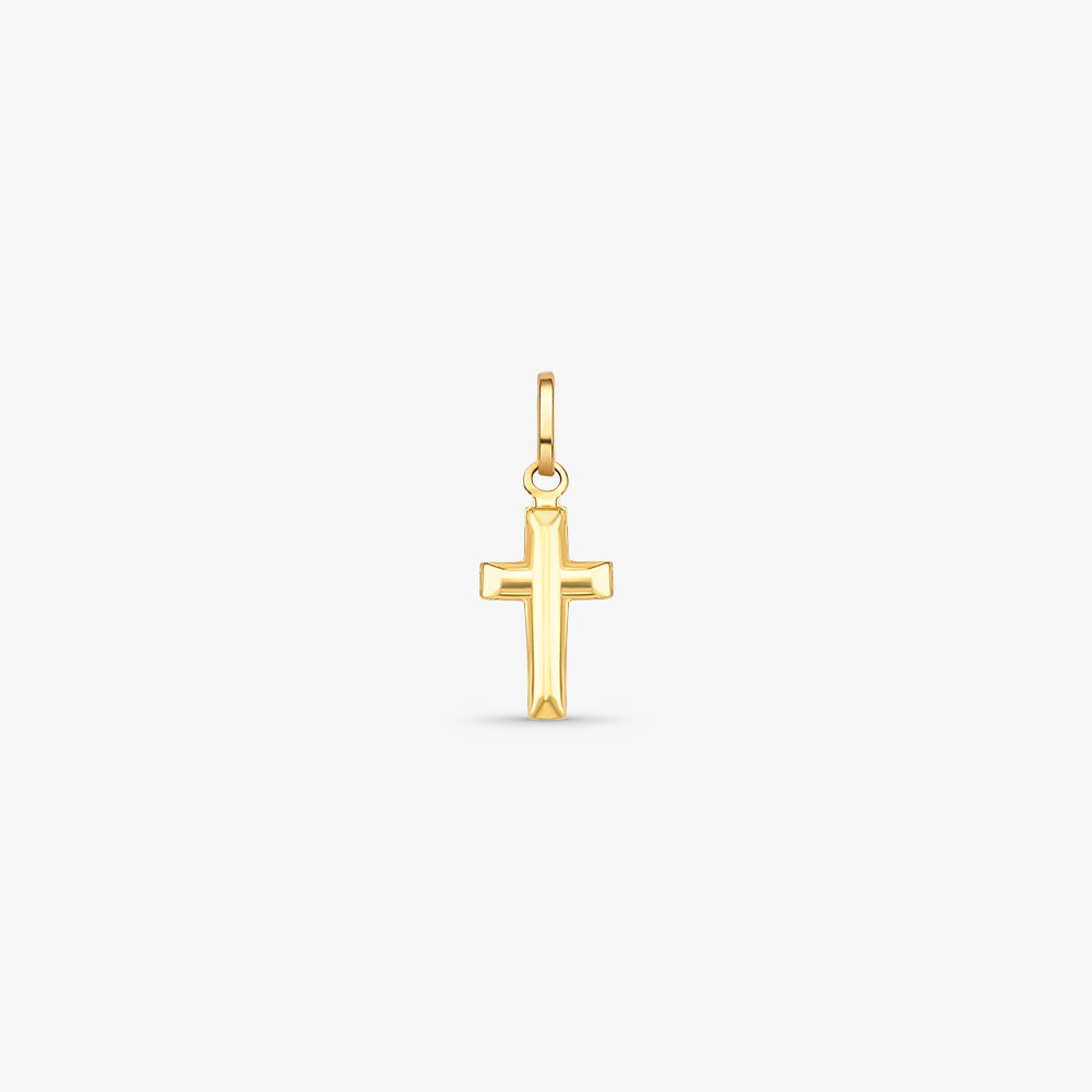 Pingente Cruz Lisa Pequena Oca em Ouro Amarelo 18K