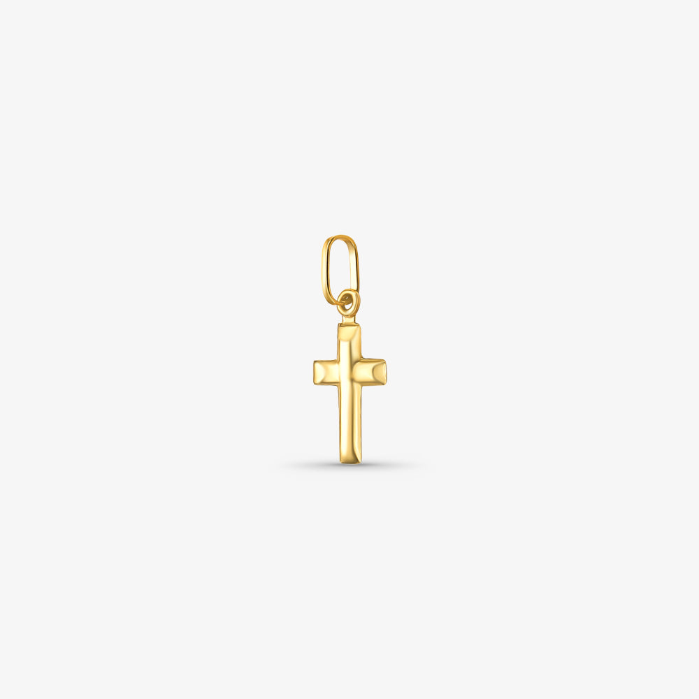 Pingente Cruz Lisa Pequena Oca em Ouro Amarelo 18K