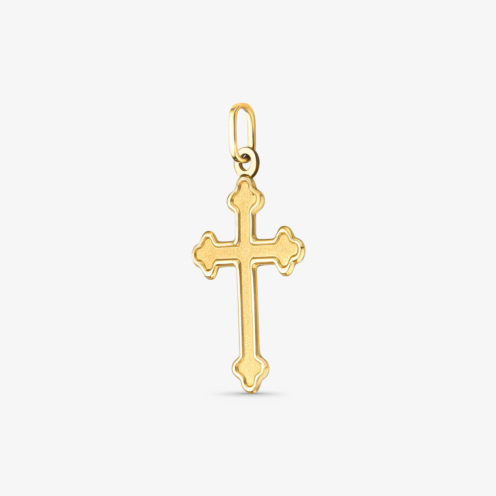Pingente Cruz Trevo Pequena Fosca em Ouro Amarelo 18K