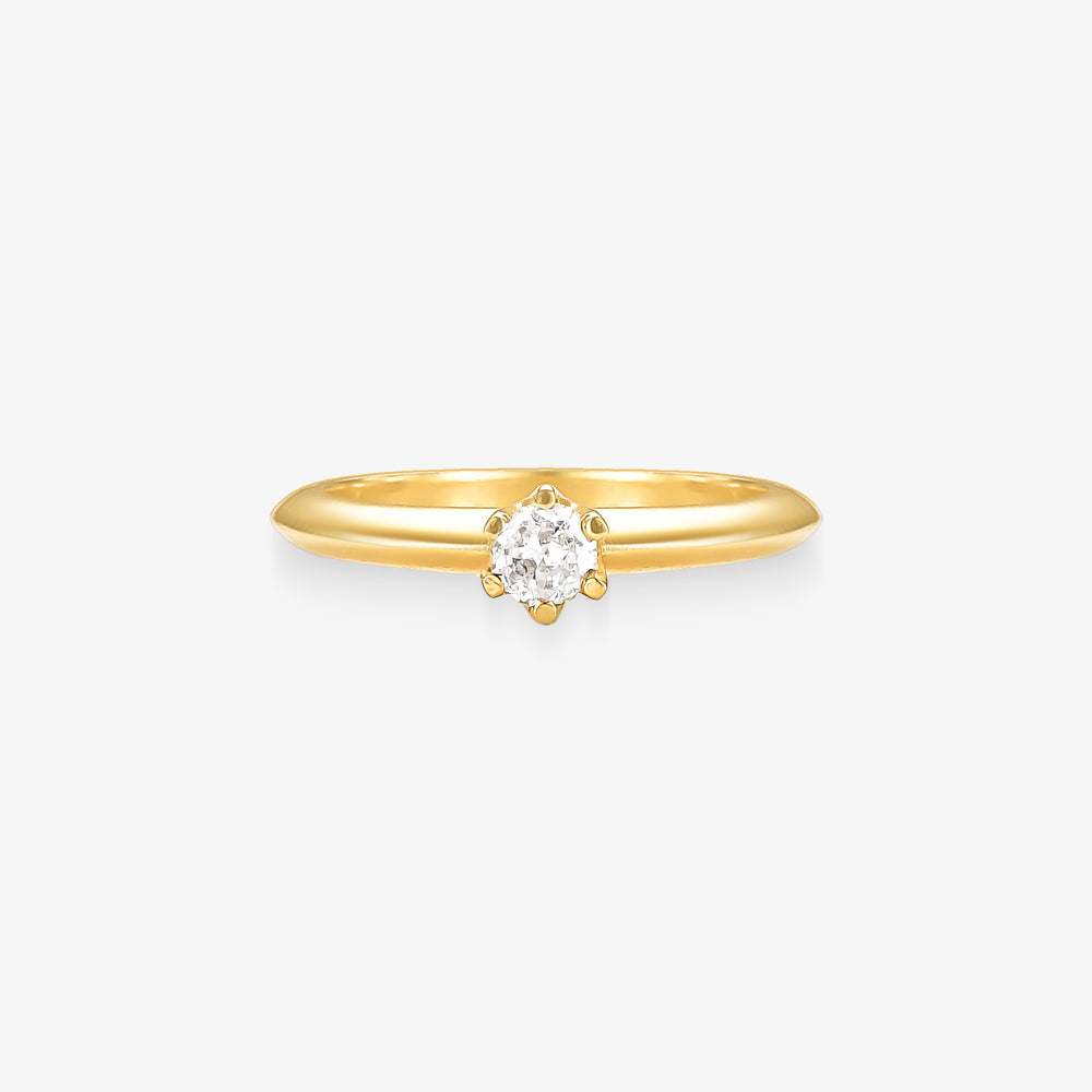 Anel Solitário Imperial com Diamante em Ouro Amarelo 18K