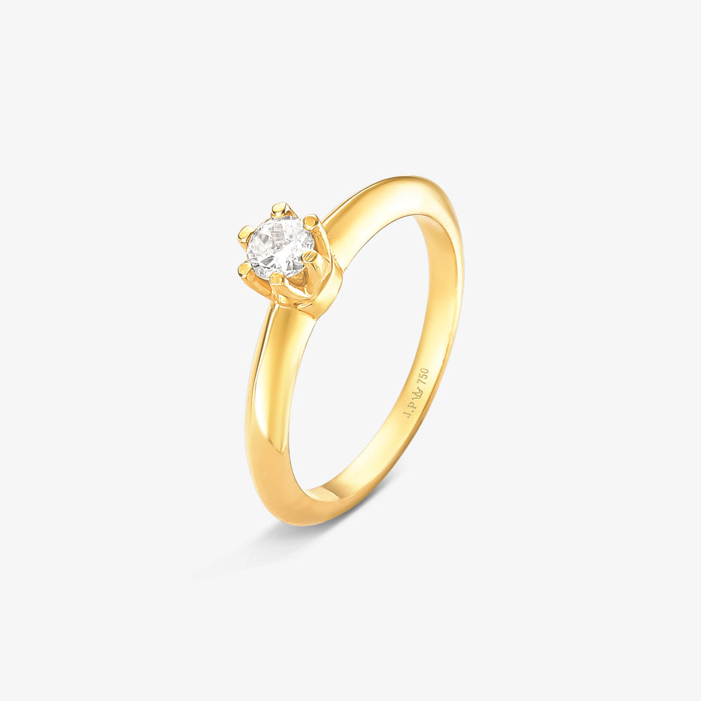 Anel Solitário Imperial com Diamante em Ouro Amarelo 18K