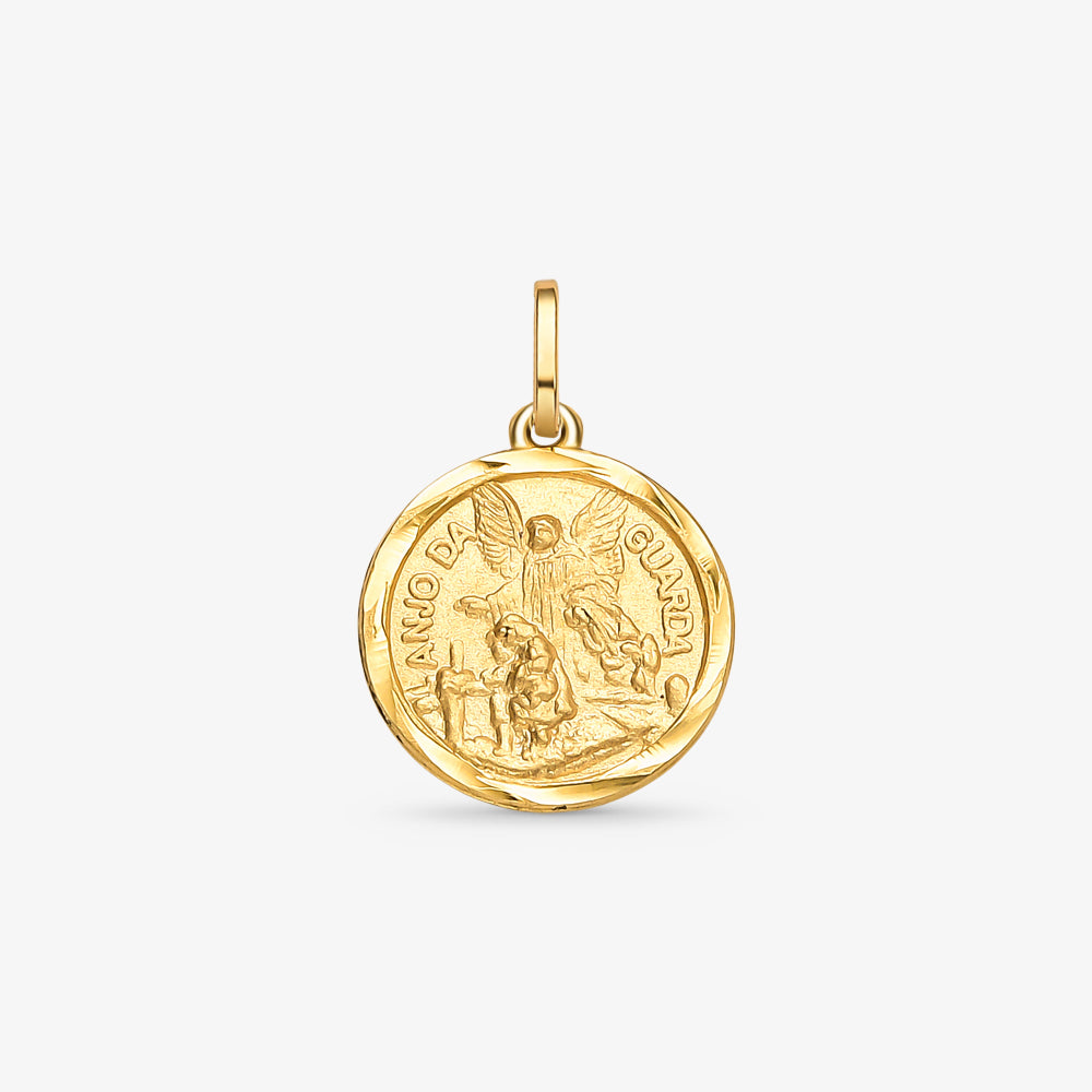 Pingente Medalha Anjo da Guarda em Ouro Amarelo 18K