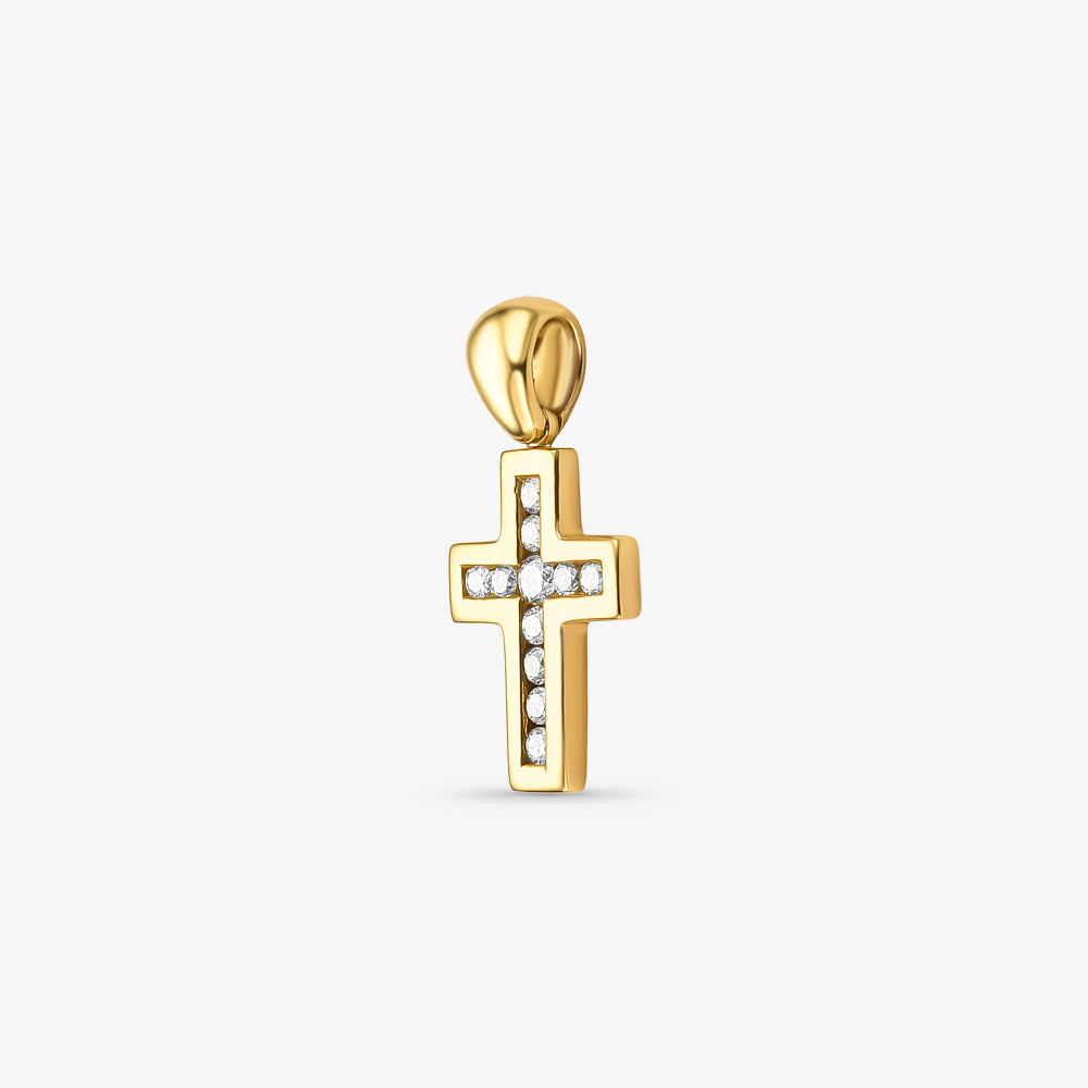 Pingente Cruz com Diamantes em Ouro 18K