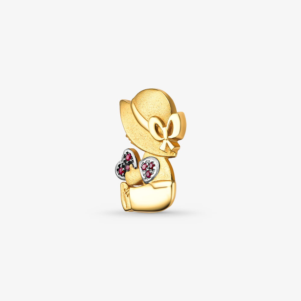 Pingente Menina com Rubis Naturais em Ouro Amarelo 18K