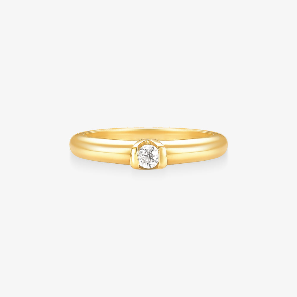 Anel Solitário Encanto com Diamante em Ouro Amarelo 18K
