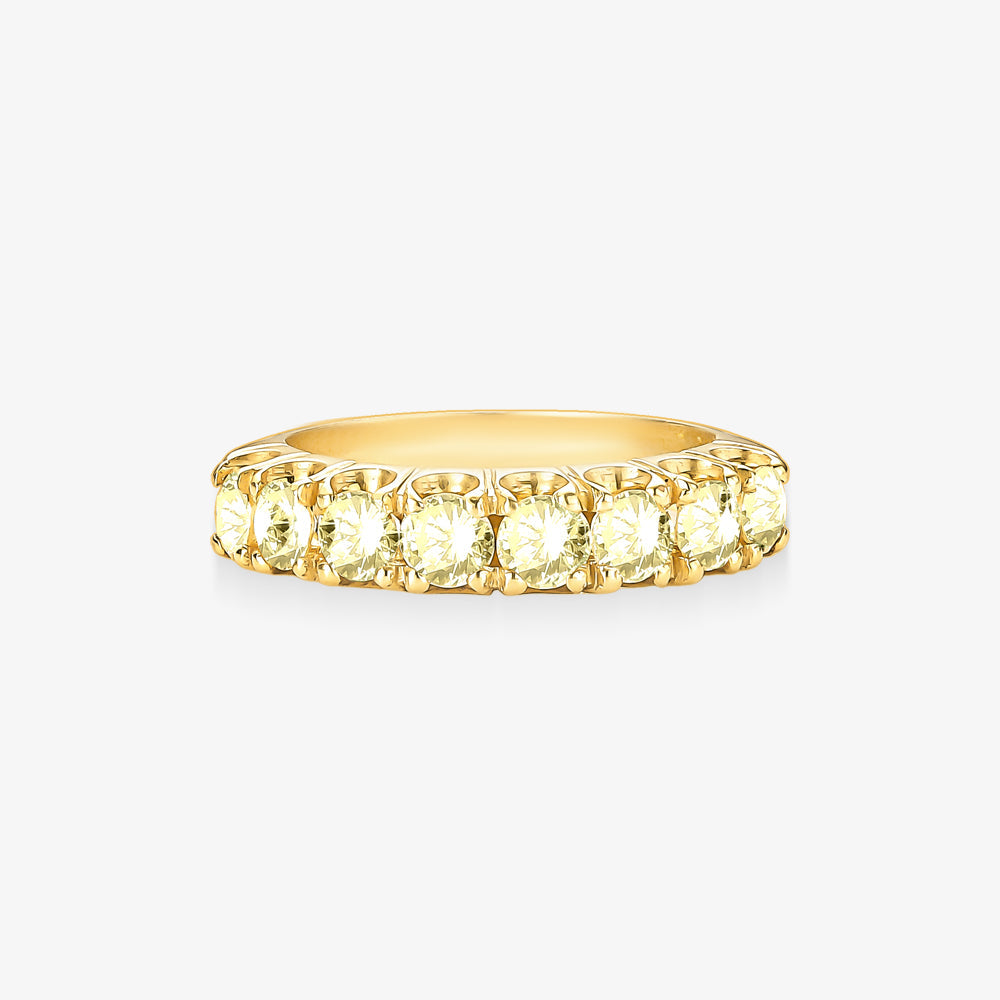 Anel Meia Aliança Viva com Diamantes em Ouro Amarelo 18K