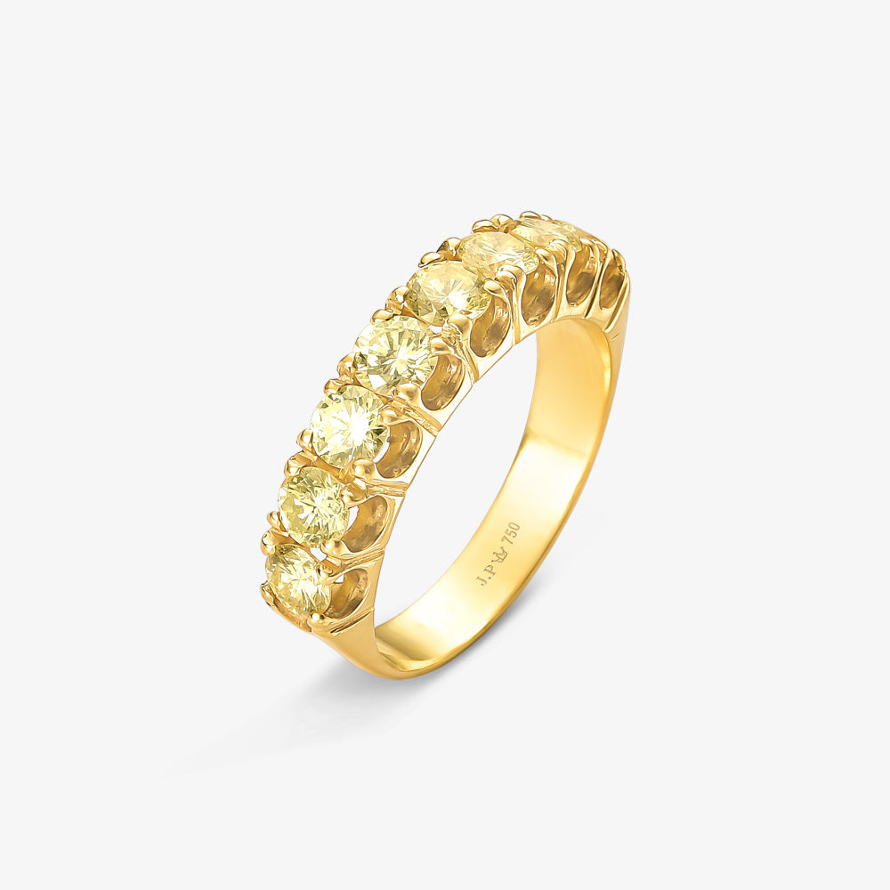 Anel Meia Aliança Viva com Diamantes em Ouro Amarelo 18K