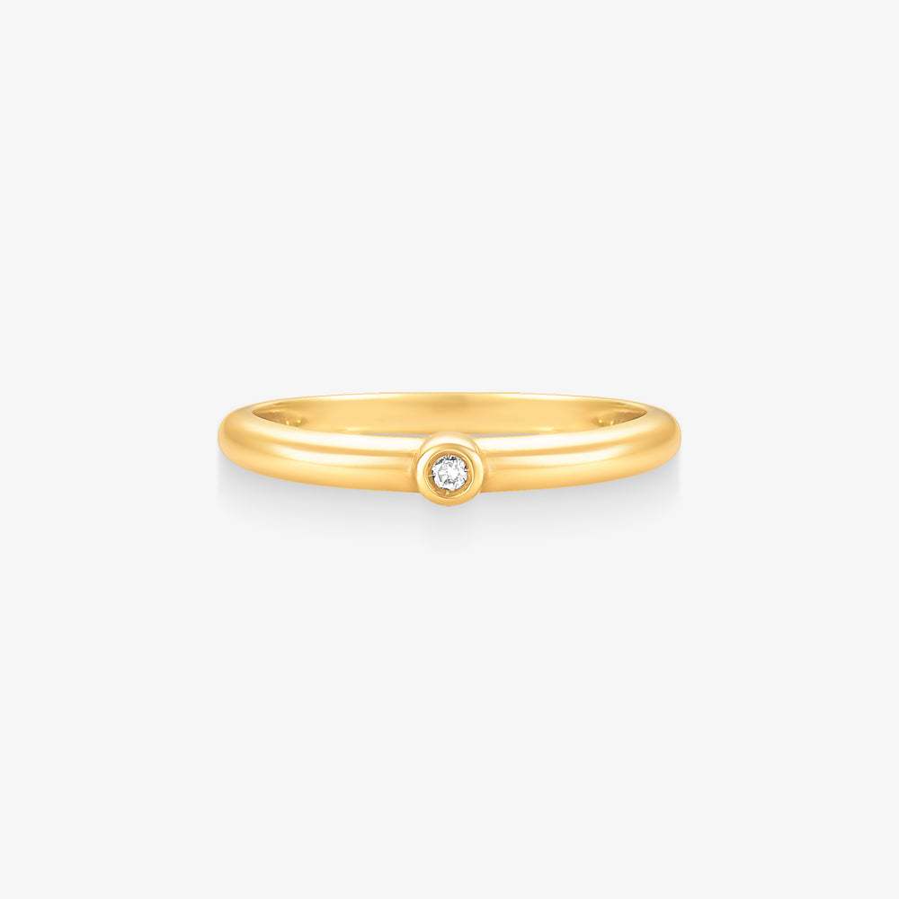 Anel Solitário Arco com Diamante em Ouro Amarelo 18K