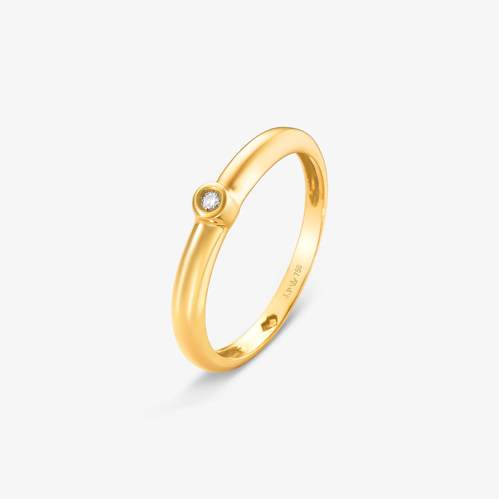 Anel Solitário Arco com Diamante em Ouro Amarelo 18K