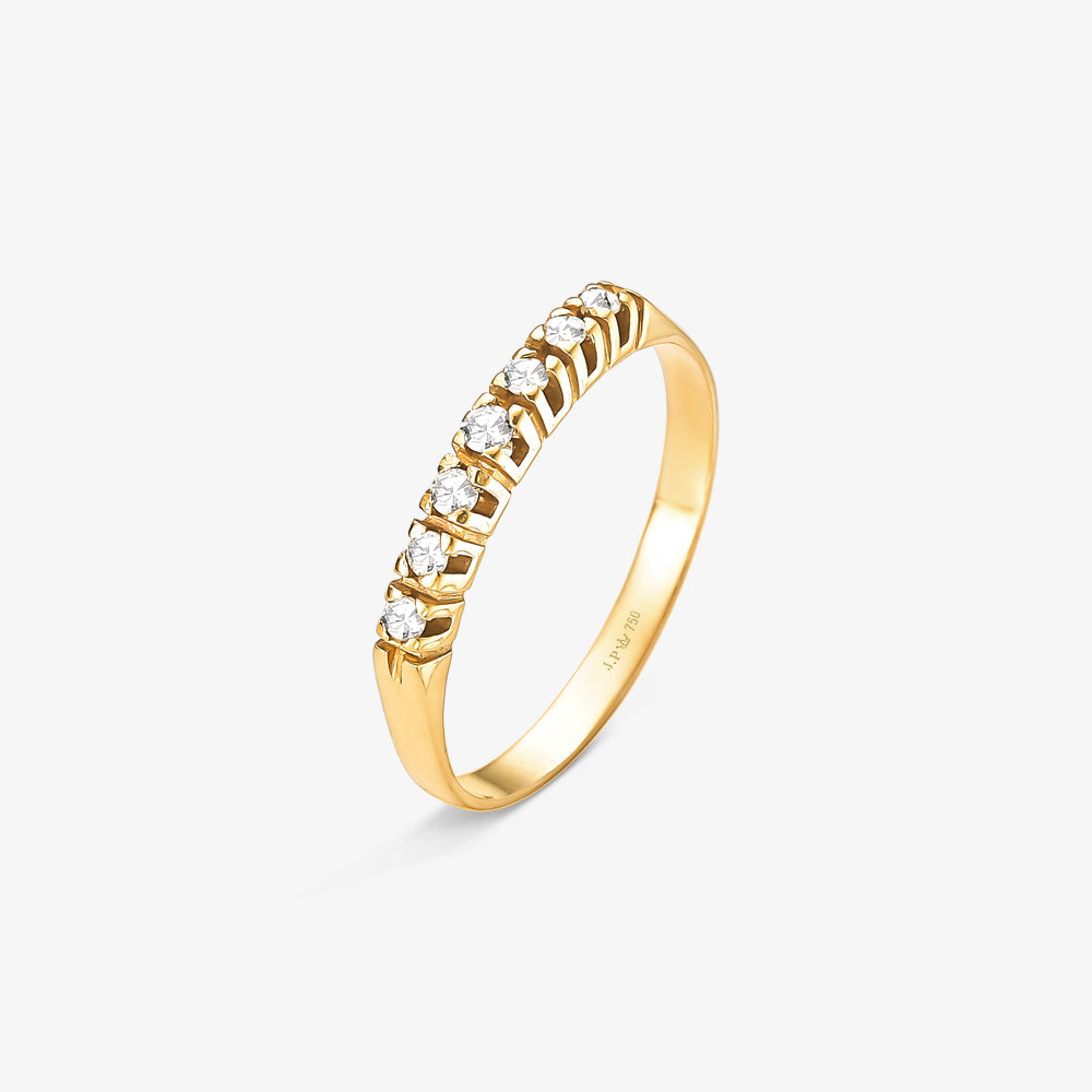 Anel Meia Aliança Lis I com Diamantes em Ouro Amarelo 18K