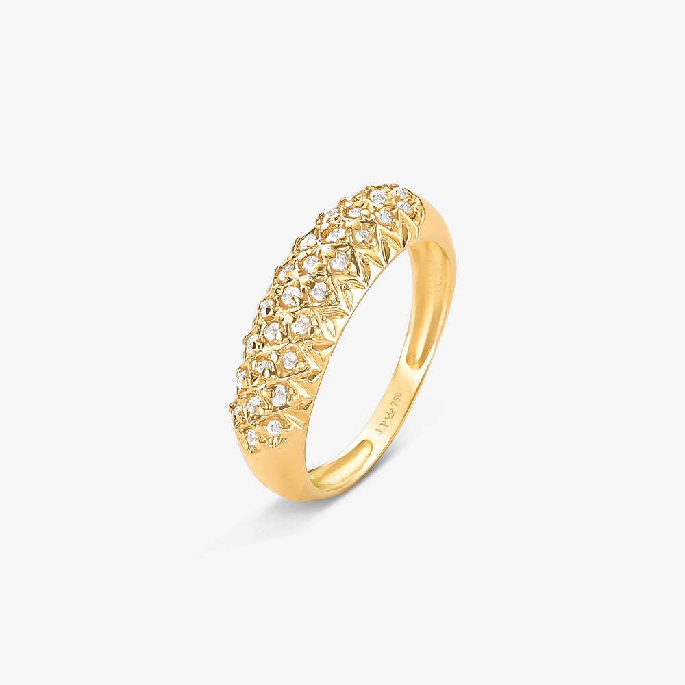 Anel Pavé IIX com Diamantes em Ouro Amarelo 18K