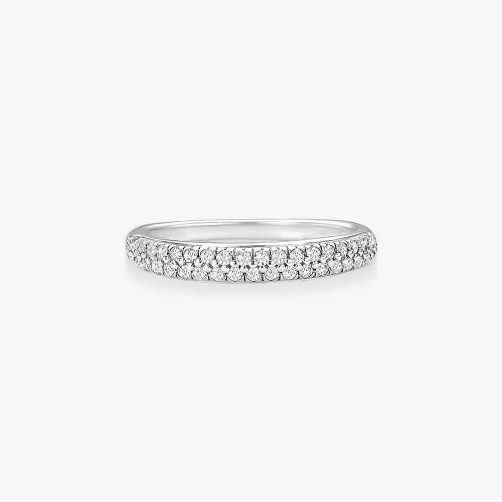 Anel Pavé S com Diamantes em Ouro Branco 18K