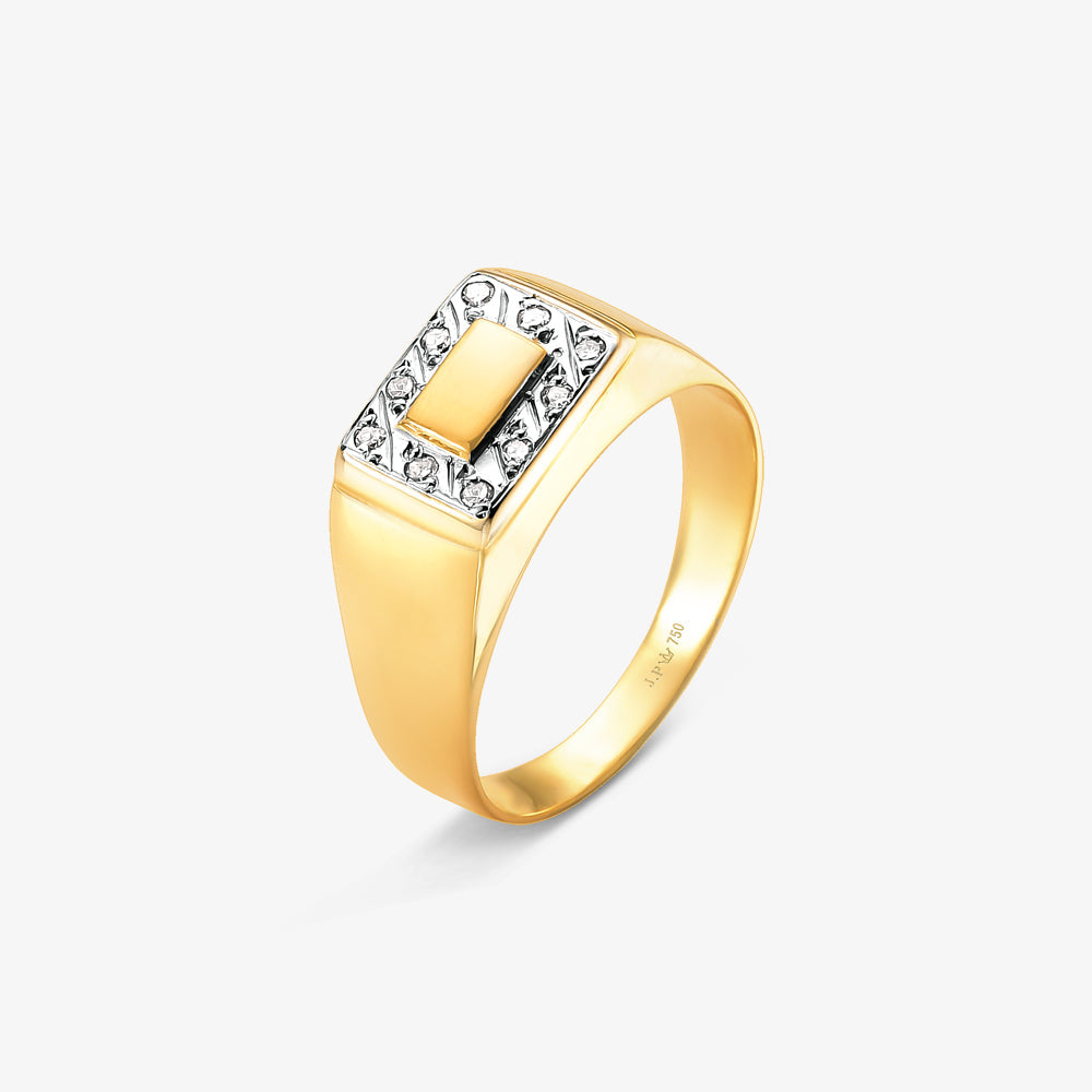 Anel Triunfo com Diamante em Ouro Amarelo 18K