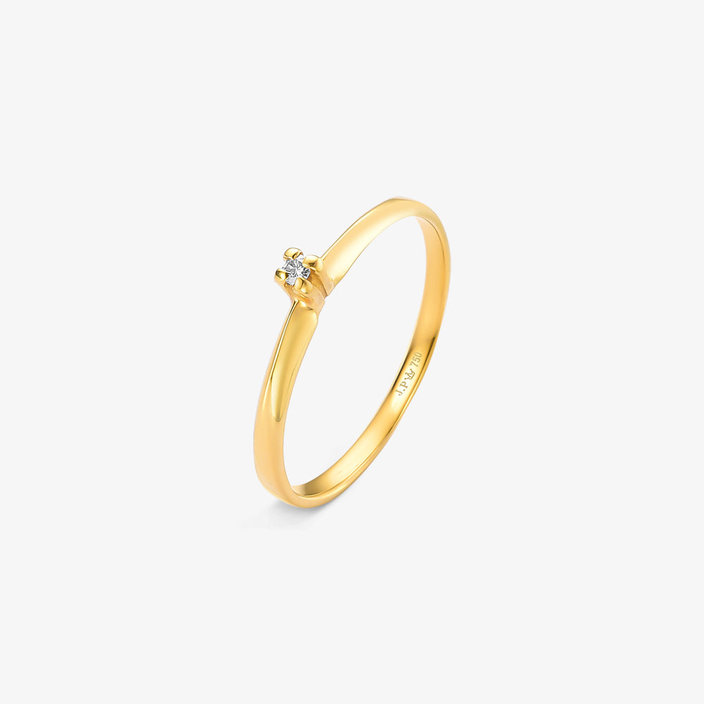 Anel Solitário Flow com Diamante em Ouro Amarelo 18K