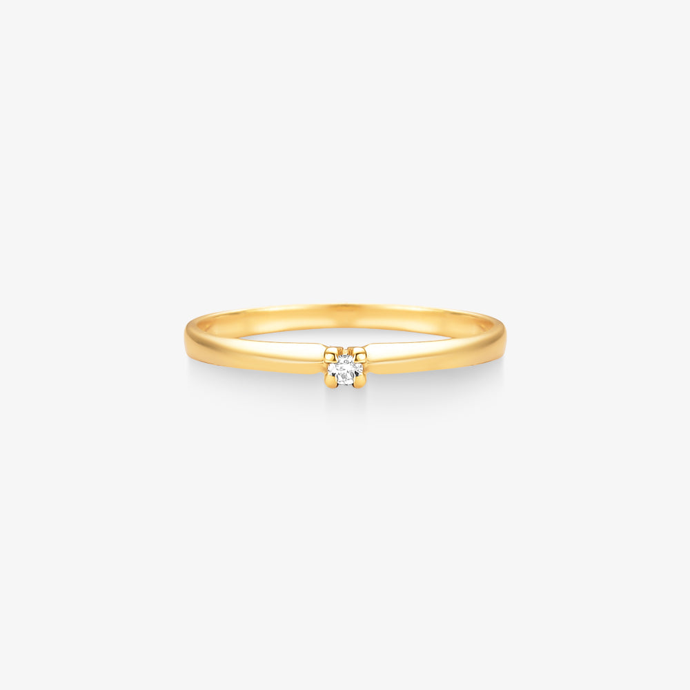 Anel Solitário Flow com Diamante em Ouro Amarelo 18K