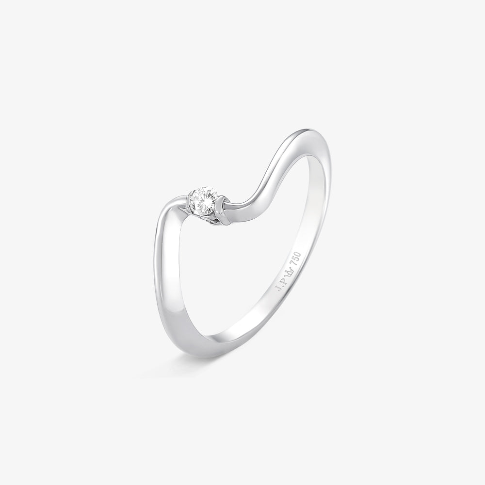 Anel Solitário Nova com Diamante em Ouro Branco 18K
