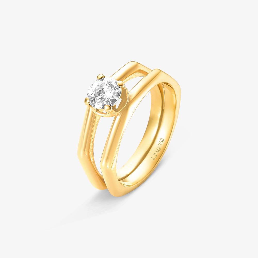 Anel Solitário Royal com Diamante em Ouro Amarelo 18K