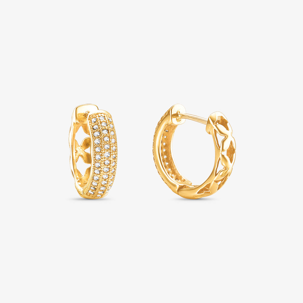 Brinco Argola com Pedras em Ouro Amarelo 18K