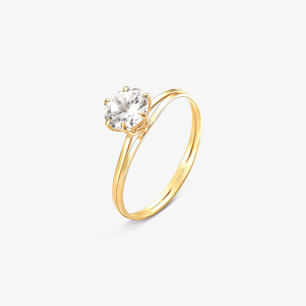 Anel Solitário Lunar em Ouro Amarelo 18K