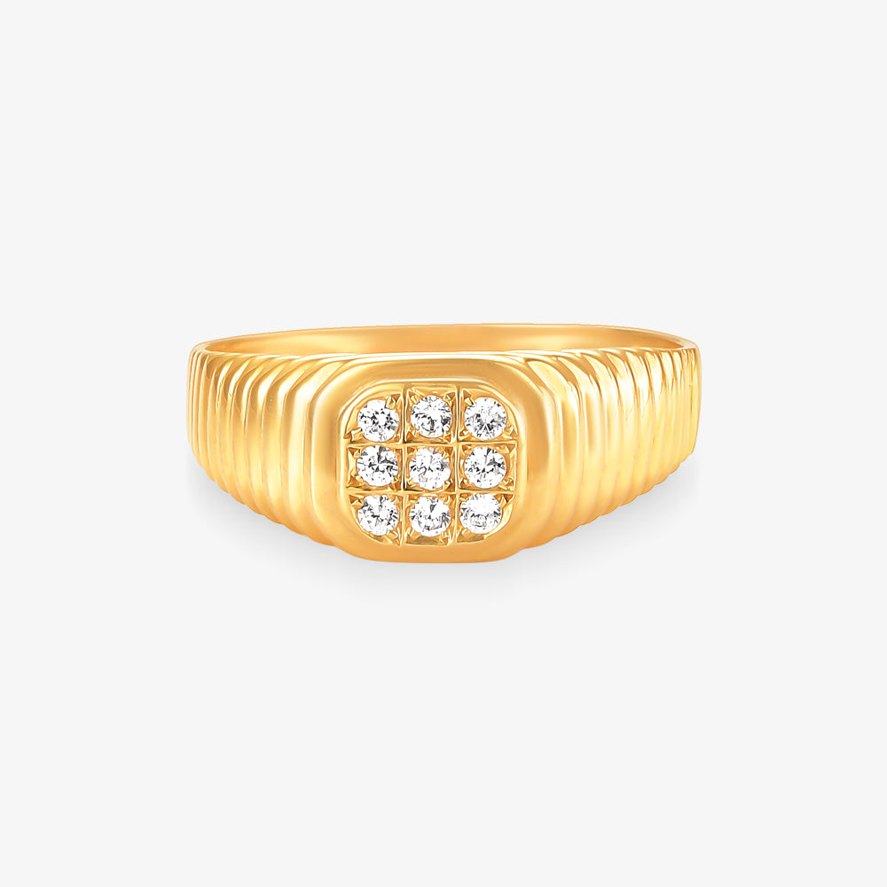 Anel Vento Estampo em Ouro Amarelo  18K