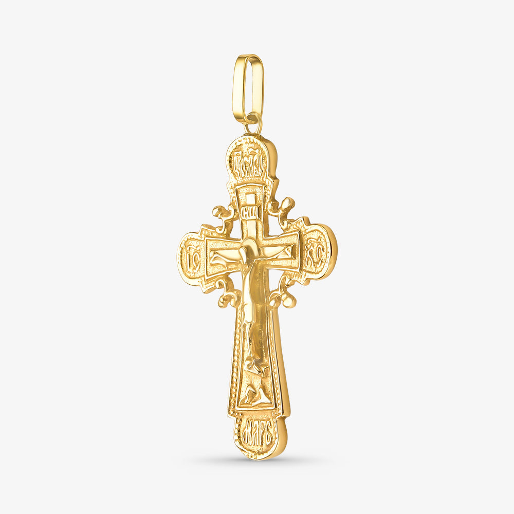 Pingente Cruz com Cristo Trabalhada Média em Ouro 18K