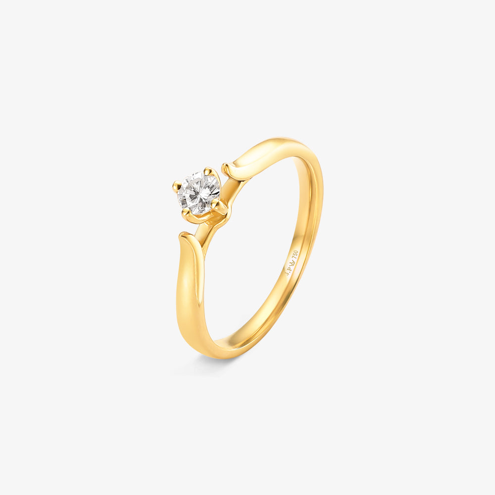 Anel Solitário Saphir com Diamante em Ouro Amarelo 18K